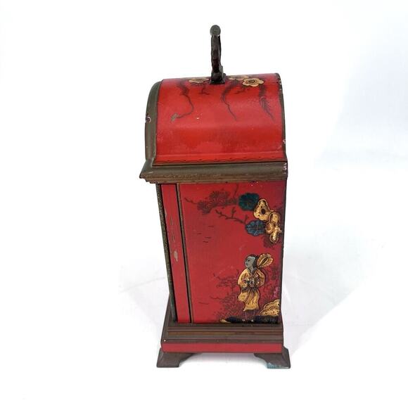 Vintage Elliott Of London Mantle Clock - Red Hand Painted Asian - Picture 4 of 8